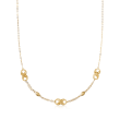 Italian 18kt Yellow Gold Diamond-Cut Filigree Infinity-Link and Bead Station Necklace