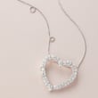 3.00 ct. t.w. Round and Baguette Diamond Open Heart Necklace in 14kt White Gold