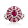 3.30 ct. t.w. Ruby and .60 ct. t.w. Pink Sapphire with .28 ct. t.w. Diamond Ring in 14kt White Gold