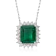 8.00 Carat Emerald and  1.30 ct. t.w. Diamond Necklace in 14kt White Gold