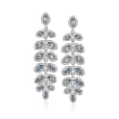 Swarovski Crystal &quot;Baron&quot; Blue and Clear Crystal Leaf Drop Earrings in Silvertone