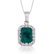 1.70 Carat Emerald and .25 ct. t.w. Diamond Pendant Necklace in 14kt White Gold