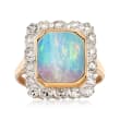 C. 1950 Vintage Opal and .75 ct. t.w. Diamond Frame Ring in 14kt White Gold