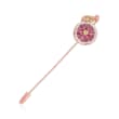 .70 ct. t.w. Peridot, .10 ct. t.w. Rhodolite Garnet and .10 ct. t.w. Diamond Citrus Stick Pin in 18kt Rose Gold Over Sterling