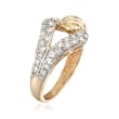 C. 1980 Vintage .55 ct. t.w. Diamond Buckle Ring in 14kt Yellow Gold