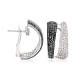 Roberto Coin 2.60 ct. t.w. Black and White Diamond Hoop Earrings in 18kt White Gold
