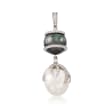 12-13mm Black and White Cultured South Sea Pearl Pendant with Diamonds in 18kt White Gold