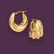 Italian 18kt Gold Over Sterling Twisted Hoop Earrings