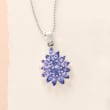 2.20 ct. t.w. Tanzanite Cluster Pendant Necklace in Sterling Silver