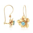 .50 ct. t.w. Swiss Blue Topaz Flower Drop Earrings in 14kt Yellow Gold