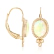 Australian Opal Roped-Edge Earrings in 14kt Yellow Gold