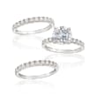3.45 ct. t.w. CZ Bridal Set: Engagement and Wedding Rings in 14kt White Gold