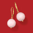 Pink Opal Bead Drop Earrings in 14kt Yellow Gold
