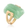 Rectangular Green Jade Ring in 14kt Yellow Gold