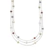 11.40 ct. t.w. Multi-Stone Three-Strand Station Necklace in Sterling Silver