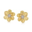 C. 1990 Vintage .50 ct. t.w. Diamond Floral Earrings in 18kt Yellow Gold