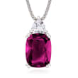 12.70 Carat Simulated Ruby and 1.20 Carat CZ Necklace in Sterling Silver