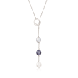 Multicolored Cultured Pearl Adjustable Necklace in Sterling Silver