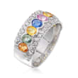 1.80 ct. t.w. Multicolored Sapphire and .30 ct. t.w. White Zircon Ring in Sterling Silver
