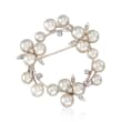 C. 1970 Vintage 5x6mm Cultured Pearl and .30 ct. t.w. Diamond Circle Pin in 14kt White Gold