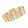 C. 1950 Vintage Lucien Piccard Cultured Pearl Bracelet in 14kt Yellow Gold