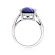 Oval Simulated Tanzanite and .34 ct. t.w. CZ Ring in Sterling Silver