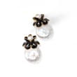 2mm Cultured Pearl Floral Earrings with CZ Accents in 18kt Gold Over Sterling 