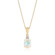 11x9mm Ethiopian Opal Pendant Necklace with Diamond Accents in 14kt Yellow Gold