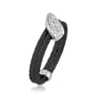 ALOR &quot;Noir&quot; Black Cable Ring With Diamond Accents and 18kt White Gold