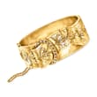 C. 1940 Vintage 18kt Yellow Gold Buckle Bangle Bracelet with Seed Pearls