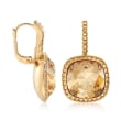 Swarovski Crystal &quot;Latitude&quot; Golden Crystal Frame Drop Earrings in Gold Plate