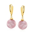 11.5-12.5mm Pink Cultured Pearl Drop Earrings in 14kt Yellow Gold