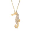 .10 ct. t.w. Diamond Seahorse Pendant Necklace in 14kt Yellow Gold