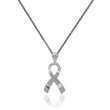 14kt White Gold Breast Cancer Awareness Pendant Necklace. 18&quot;