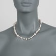5-9mm Cultured Pearl and Glass Bead Necklace with Sterling Silver 18-inch