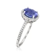 1.35 Carat Tanzanite and .18 ct. t.w. Diamond Ring in 14kt White Gold