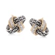 Andrea Candela &quot;Nudo De Amor&quot; .13 ct. t.w. Diamond Love Knot Earrings in Sterling Silver and 18kt Gold