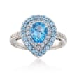Gregg Ruth 2.40 ct. t.w. Blue Topaz and .27 ct. t.w. Diamond Ring in 18kt White Gold    