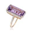 7.00 Carat Amethyst and .45 ct. t.w. Diamond Ring in 14kt Yellow Gold