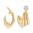 14kt Yellow Gold Wavy Curved Drop Earring Jackets