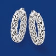 Sterling Silver Medium Byzantine Hoop Earrings