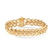 Italian 18kt Yellow Gold Textured and Polished Interlocking-Link Bracelet