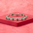 9.10 ct. t.w. Emerald Bracelet with Diamond Accents in Sterling Silver