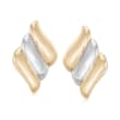 14kt Two-Tone Gold Diagonal Stripe Clip-On Earrings
