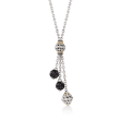 Andrea Candela &quot;La Corona&quot; Black Onyx Tassel Necklace in 18kt Yellow Gold and Sterling Silver