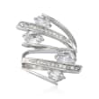2.70 ct. t.w. CZ Bypass Ring in Sterling Silver