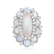 C. 1960 Vintage Opal and 1.20 ct. t.w. Diamond Ring in 14kt White Gold