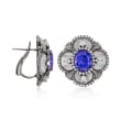 6.75 ct. t.w. Tanzanite and 1.86 ct. t.w. Diamond Earrings in 18kt White Gold