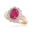 Ruby and .20 ct. t.w. Diamond Ring in 14kt Yellow Gold