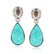 Turquoise and .40 ct. t.w. Smoky Quartz Drop Earrings in Sterling Silver